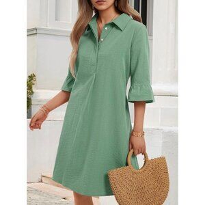 Huhot Shirt Dress Womens XL Teal New 3/4 Sleeve Casual